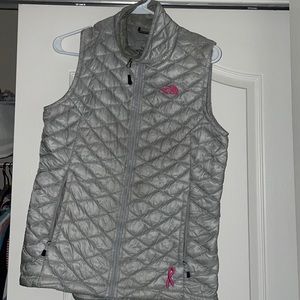 Grey north face breast cancer vest